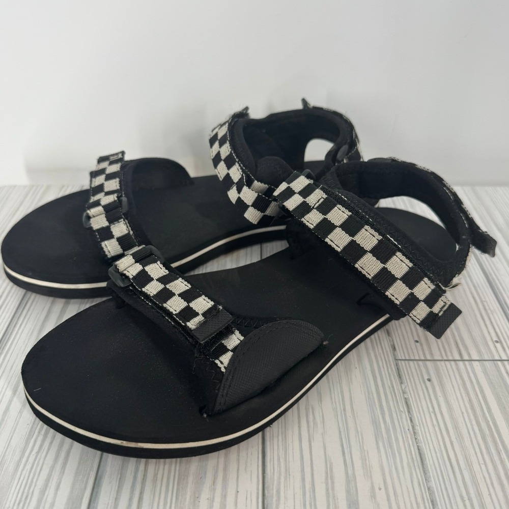Vans Tri-Lock Sandals Black‎ White Checkerboard Strappy UltraCush Womens Size 7